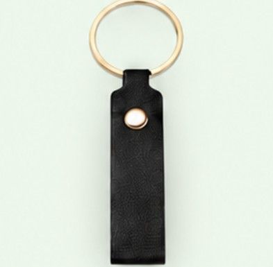 Black leather photo keychain