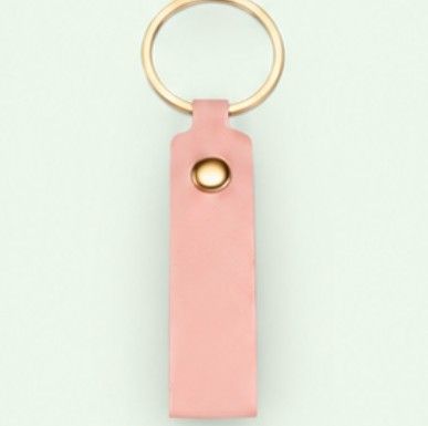 Pink leather photo keychain